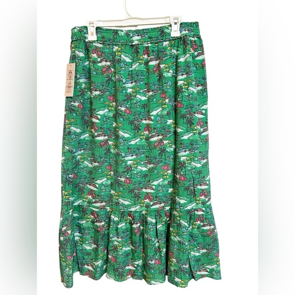 Nanette Lepore Printed Flounce Midi Skirt Size Large NWT - Picture 7 of 9